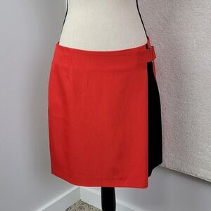 EP Pro Women's 8 Red Black Forbidden City Faux Wrap Sophisticated Skirt Skort
